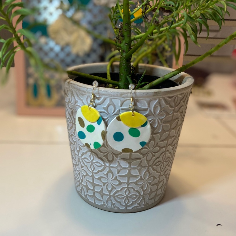 Large white clay earrings
